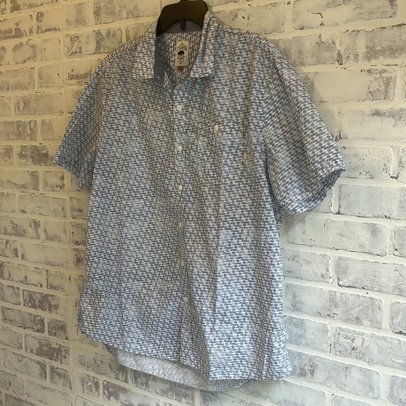 Copper & Oak Button Up Shirt Mens XL Blue/White Short Sleeve Collared Cotton - Picture 2 of 8